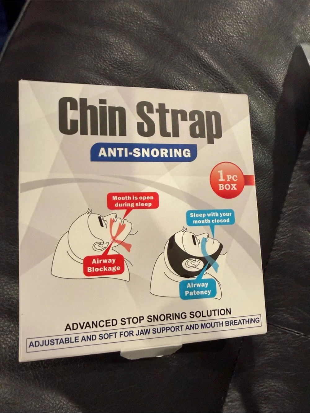 New Balance Anti-Snoring Chin Strap in White, Blue, Red